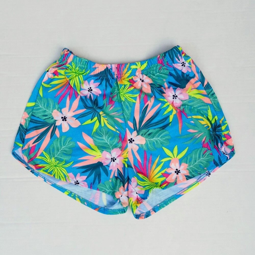 Wonder Nation Tropical Print Running Shorts-Large 10/12-Hawaiian-Neon-Active